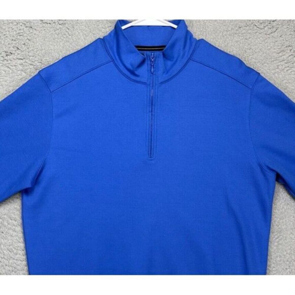 Allen Edmonds Sweater Men Large Blue Pima Cotton Quarter Zip Pullover Sweatshirt